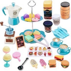 Pretend Tea Party Set for Little Girls, 38 PCS Coffee Maker Set and Play Food Dessert Set for Kids Age 3 4 5 6 7 8 9, Kids Kitchen Pretend Play for Princess Girls Boys in Kuwait