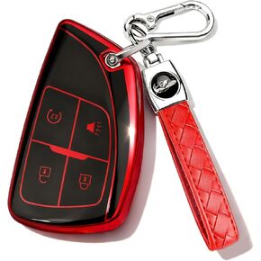 QBUC لغطاء مفتاح Chevy Key Fob، حافظة مفاتيح ناعمة مع سلسلة مفاتيح لـ GMC 2021-2025 Yukon Tahoe Suburban Silverado Sierra 1500 2500HD 3500HD ملحقات السيارة (5 أزرار، وردي) in Saudi Arabia