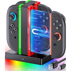قاعدة شحن Switch 2 Joycon متوافقة مع وحدة تحكم Playstation 3 مع كابل شحن USB C، مفتاح مغناطيسي 4 في 1، ملحقات شاحن 2 مع مؤشر LED in Kuwait