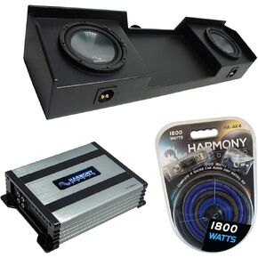 Harmony Audio Compatible with 1999-2006 Chevy Silverado Extended Truck Harmony Bundle R104 Dual 10" Rhino Sub Box & HA-A400.1 in Saudi Arabia
