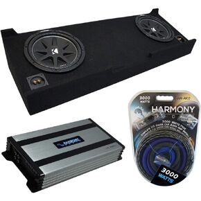 Harmony Audio متوافق مع 2007-2013 GMC Sierra Crew Cab Truck Kicker Bundle Comp C12 Dual 12" Sub Box Enclosure & Harmony HA-A800.1 Amp in Saudi Arabia