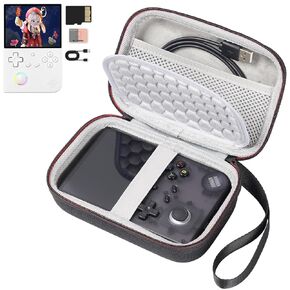 Growalleter Hard Case for RG40XX V Retro Handheld Game Console, RG40XXV Case Internal Mesh Pocket for Storing Game Cards, Data Cables (Black&Gray) in Kuwait