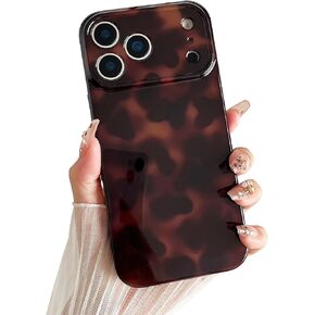 متوافق مع جراب iPhone 17 Pro Max، غطاء سلحفاة أنيق بطبعة جلد الفهد باللون البني الكهرماني، جراب واقٍ كلاسيكي ناعم من مادة TPU للنساء متوافق مع iPhone 17 Pro Max 6.9 بوصة، اللون 2 in Kuwait