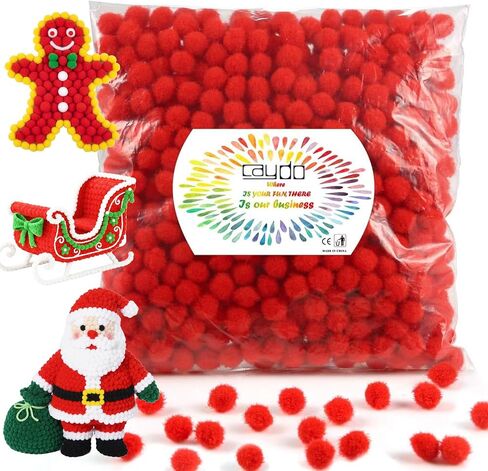Caydo 600 Pieces Red Pom Poms, 1 cm Mini Pompoms Ball for Christmas Hobby DIY Creative Crafts Decorations in Saudi Arabia