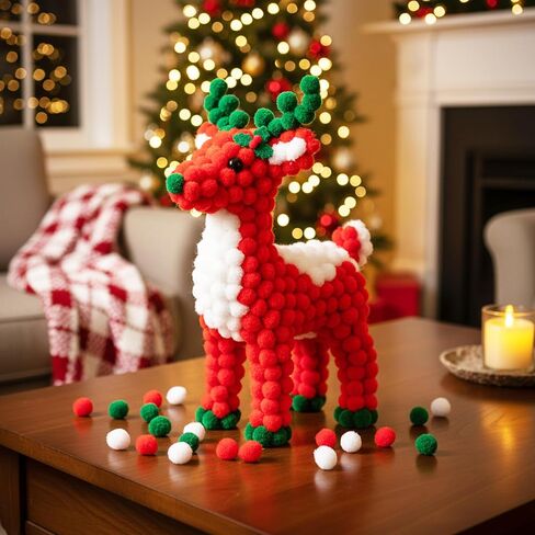 Caydo 600 Pieces Red Pom Poms, 1 cm Mini Pompoms Ball for Christmas Hobby DIY Creative Crafts Decorations in Saudi Arabia