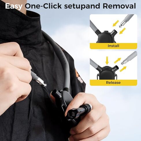 حامل هاتف مغناطيسي للرقبة، حامل هاتف على الصدر بدون استخدام اليدين POV/Vlog مع حزام، يستخدم للتسجيل/الطبخ/ركوب الدراجات، متوافق مع iPhone، Android، GoPro، Insta360 (رمادي) in Kuwait