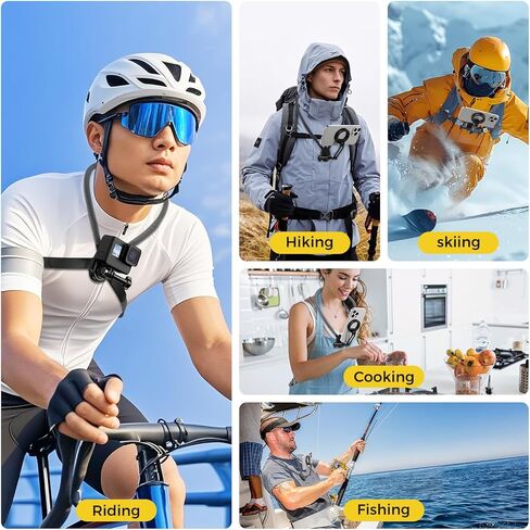 حامل هاتف مغناطيسي للرقبة، حامل هاتف على الصدر بدون استخدام اليدين POV/Vlog مع حزام، يستخدم للتسجيل/الطبخ/ركوب الدراجات، متوافق مع iPhone، Android، GoPro، Insta360 (رمادي) in Kuwait