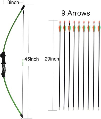 45" Bow and Arrow Set for Youth Kids Junior Beginner Bow Gift Outdoor Archery Set 18 Lb for Teen Outdoor Sports in Saudi Arabia