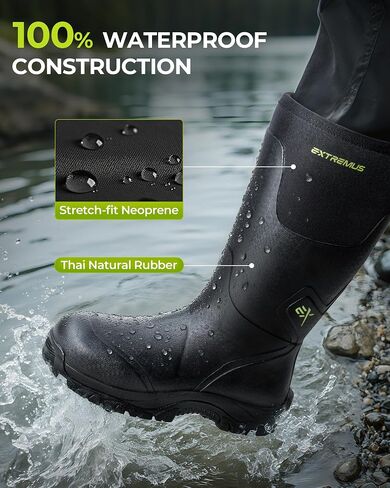Extremus MudRidge Hunting Boots by KastKing, Men’s Waterproof Insulated Rubber Boots with 6mm Neoprene, All-terrain Anti-slip Sole, Warm Cold Weather Hunting, Fishing, Hiking & Farm Boots in Saudi Arabia