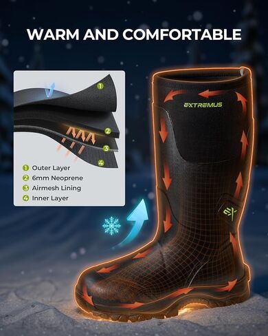 Extremus MudRidge Hunting Boots by KastKing, Men’s Waterproof Insulated Rubber Boots with 6mm Neoprene, All-terrain Anti-slip Sole, Warm Cold Weather Hunting, Fishing, Hiking & Farm Boots in Saudi Arabia