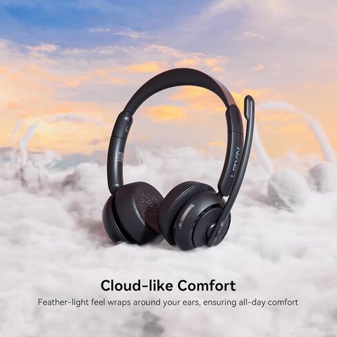 LEVN Wireless Headset, Wireless Headset with Mic for Work, AI Noise Cancelling, 65 Hrs Working Time, Bluetooth Headphones with Microphone from Computer/Call Center/Teams in Saudi Arabia