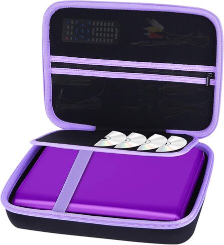 حقيبة تخزين Lebakort متوافقة مع YOTON 9.5" 10.5"/ DBPOWER 11.5" / Megatek 12.5" / HDJUNTUNKOR 12" مشغل DVD المحمول (أسود + سحاب أرجواني، لمشغل 12-12.5) in Kuwait