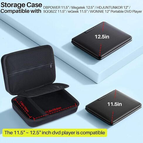 حقيبة تخزين Lebakort متوافقة مع YOTON 9.5" 10.5"/ DBPOWER 11.5" / Megatek 12.5" / HDJUNTUNKOR 12" مشغل DVD المحمول (أسود + سحاب أرجواني، لمشغل 12-12.5) in Kuwait