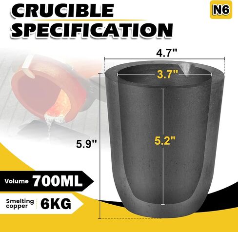 CANALHOUT Silicon Carbide Graphite Crucibles,Crucibles for Melting Metal,Withstand The High Temperature 1800℃(3272°F),Melting Casting Refining Aluminum Gold Silver Copper (6KG No.6) in Saudi Arabia