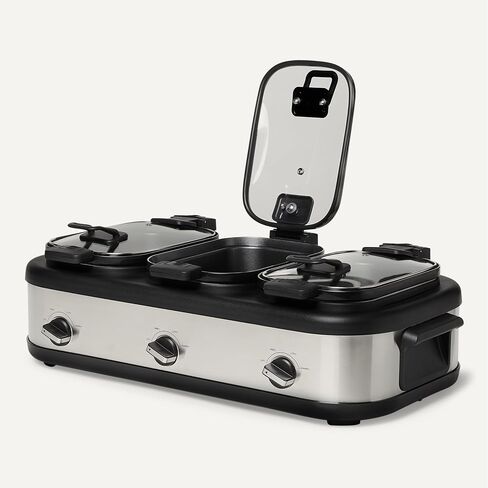 AmazonCommercial الفولاذ المقاوم للصدأ 3x2.5QT طباخ ثلاثي بطيء in Kuwait