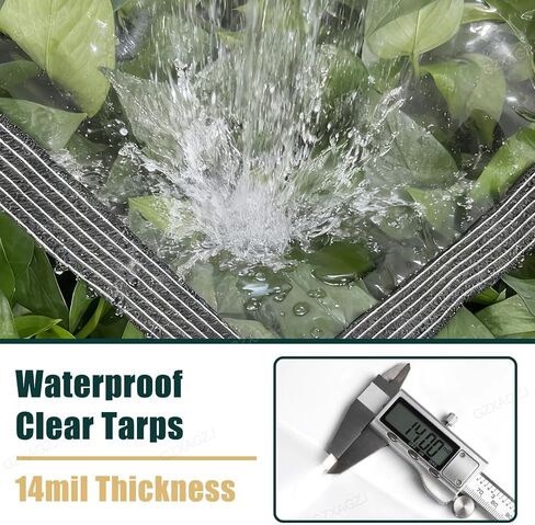 14 MIL Clear Vinyl Tarp 4x6 ft Heavy Duty Clear Tarp Tear-Resistant Reinforced Edges Rustproof Grommets Windproof Waterproof Cover for Porch Patio Greenhouse Chicken Coop Outdoor Garden in Saudi Arabia