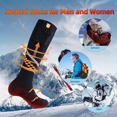 Heated Socks 6000mAh with APP Control Electric Thermal Socks Rechargeable Washable Warm Snowboard Sock Foot Warmer with 4 Heating Levels for Men Women Adult Winter Activities Outside Working Camping in Saudi Arabia