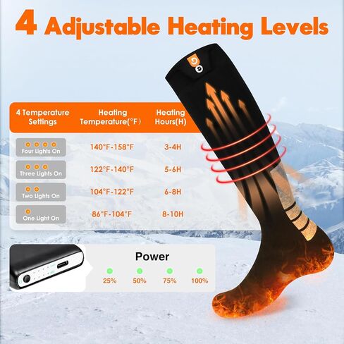 Heated Socks with 4 Heating Levels 6000mAh Rechargeable Electric Heating Socks Washable Thermal Sock Winter Warming Hiking Sock for Adult Men Women Skiing Biking Fishing Running Outdoor Activities in Saudi Arabia