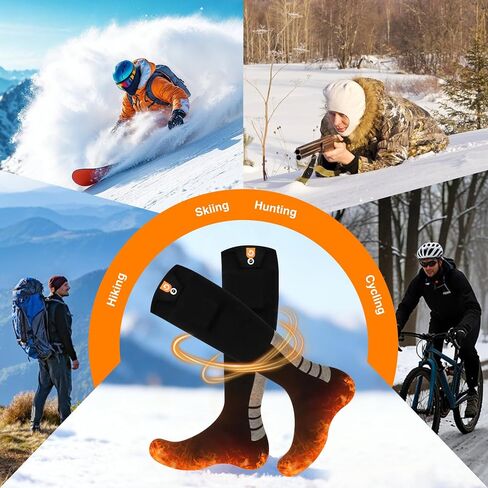 Heated Socks with 4 Heating Levels 6000mAh Rechargeable Electric Heating Socks Washable Thermal Sock Winter Warming Hiking Sock for Adult Men Women Skiing Biking Fishing Running Outdoor Activities in Saudi Arabia