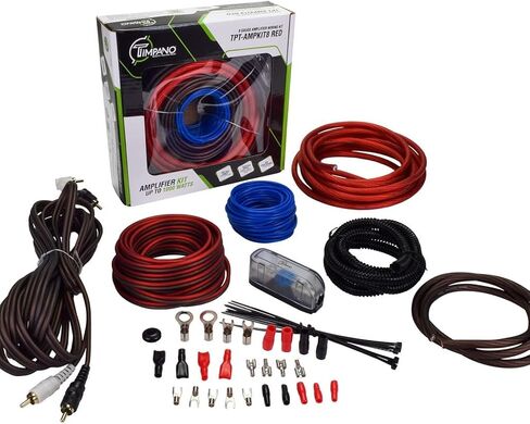 Timpano Amplifier Wiring Kit - 8 Gauge Amp Kit 1000 Watts Car Amplifier Installation CCA Cables Kit – 60 Amp Fuse Single Amp TPT-AMPKIT8 RED in Saudi Arabia