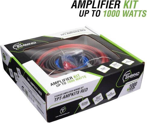 Timpano Amplifier Wiring Kit - 8 Gauge Amp Kit 1000 Watts Car Amplifier Installation CCA Cables Kit – 60 Amp Fuse Single Amp TPT-AMPKIT8 RED in Saudi Arabia