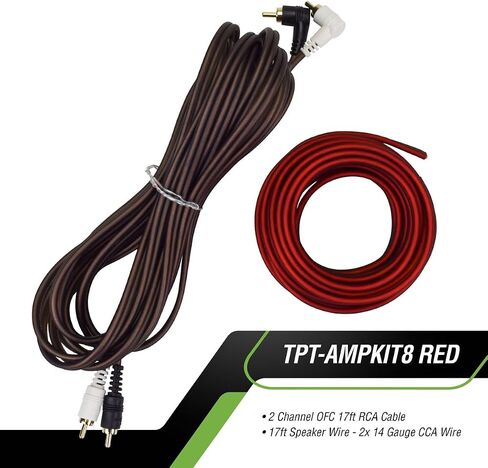 Timpano Amplifier Wiring Kit - 8 Gauge Amp Kit 1000 Watts Car Amplifier Installation CCA Cables Kit – 60 Amp Fuse Single Amp TPT-AMPKIT8 RED in Saudi Arabia