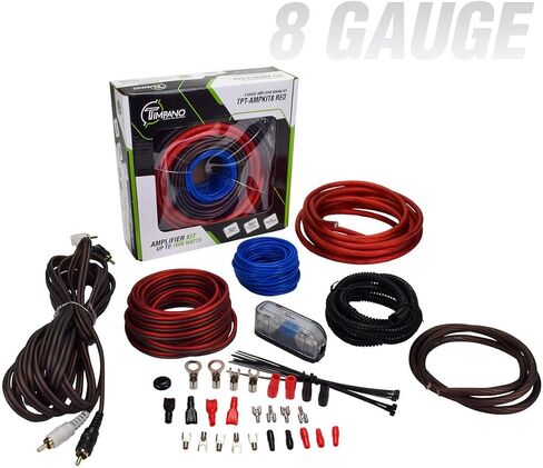 Timpano Amplifier Wiring Kit - 8 Gauge Amp Kit 1000 Watts Car Amplifier Installation CCA Cables Kit – 60 Amp Fuse Single Amp TPT-AMPKIT8 RED in Saudi Arabia