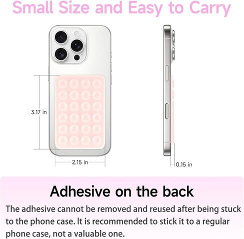 4Pack Silicone Suction Phone Case Mount, Silicon Adhesive Smartphones Stand Sticky, Hands-Free Phone Accessories Holder for Selfies and Videos (Black & White & Translucent & Light Pink) in Saudi Arabia