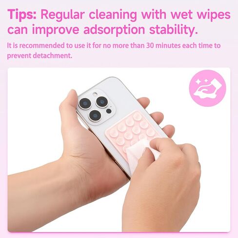 4Pack Silicone Suction Phone Case Mount, Silicon Adhesive Smartphones Stand Sticky, Hands-Free Phone Accessories Holder for Selfies and Videos (Black & White & Translucent & Light Pink) in Saudi Arabia