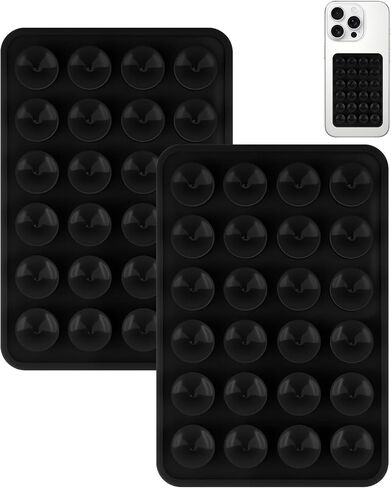 4Pack Silicone Suction Phone Case Mount, Silicon Adhesive Smartphones Stand Sticky, Hands-Free Phone Accessories Holder for Selfies and Videos (Black & White & Translucent & Light Pink) in Saudi Arabia