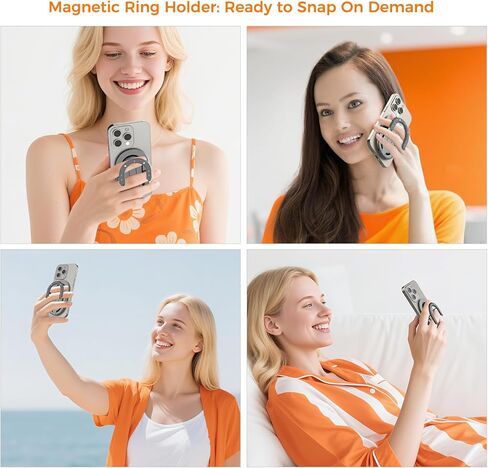 [جديد 2025] قبضة هاتف مغناطيسية من FUVALY لحوامل الهاتف الثلاثية MagSafe 4 في 1، حامل حلقة الهاتف لهاتف iPhone 17/16/15/14 Pro&Android (أسود) in Kuwait