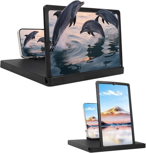 Screen Magnifier for Cell Phone, 3D HD Screen Magnifier Projector Screen Enlarger for Movies, Videos, and Gaming, Foldable Phone Stand with Screen Amplifier, Portable with All Smartphones (12-Inch) in Kuwait
