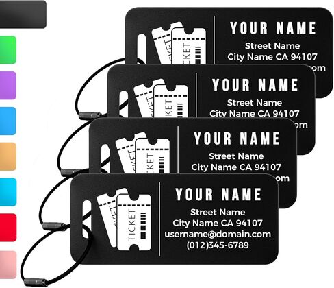 Personalized Luggage Tags, Custom Luggage Tags 4 Pack TSA Approved Double Sided Laser Engraving, Metal Luggage Tag for Suitcases with Stainless Loops, Name Tag for Bags, Backpacks (Red) in Saudi Arabia