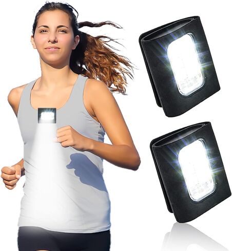 2 حزمة من مصابيح LED للركض الآمن، أسود، مقاوم للماء، 4 أوضاع، شحن USB، مشبك مغناطيسي قوي للجري الليلي، المشي، المشي لمسافات طويلة in Kuwait