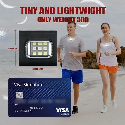 2 حزمة من مصابيح LED للركض الآمن، أسود، مقاوم للماء، 4 أوضاع، شحن USB، مشبك مغناطيسي قوي للجري الليلي، المشي، المشي لمسافات طويلة in Kuwait