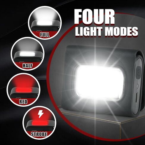 2 حزمة من مصابيح LED للركض الآمن، أسود، مقاوم للماء، 4 أوضاع، شحن USB، مشبك مغناطيسي قوي للجري الليلي، المشي، المشي لمسافات طويلة in Kuwait