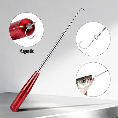 أداة إزالة خطاف السمك ومجموعة كماشة الصيد - 2 مزيل خطاف من الفولاذ المقاوم للصدأ + 1 كماشة حلقية مقسمة، استخدام سريع وآمن، مقبض غير قابل للانزلاق، طرف مغناطيسي، صيد الأسماك في المياه المالحة والعذبة، هدية للرجال in Kuwait