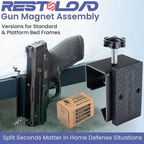 Bedside Holster, Magnetic Handgun Mount for Standard or Platform Bed Frames, or 2-Pack Magnet Only Option, Pistol Mount, Mattress Side Holster, Rubber Covered Magnets in Saudi Arabia