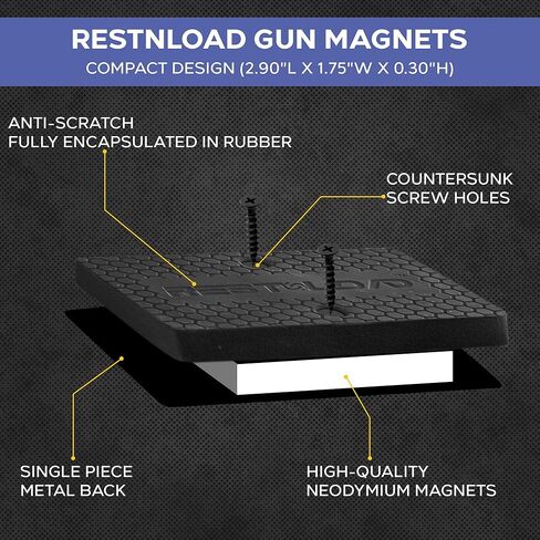Bedside Holster, Magnetic Handgun Mount for Standard or Platform Bed Frames, or 2-Pack Magnet Only Option, Pistol Mount, Mattress Side Holster, Rubber Covered Magnets in Saudi Arabia
