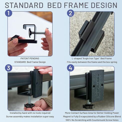 Bedside Holster, Magnetic Handgun Mount for Standard or Platform Bed Frames, or 2-Pack Magnet Only Option, Pistol Mount, Mattress Side Holster, Rubber Covered Magnets in Saudi Arabia