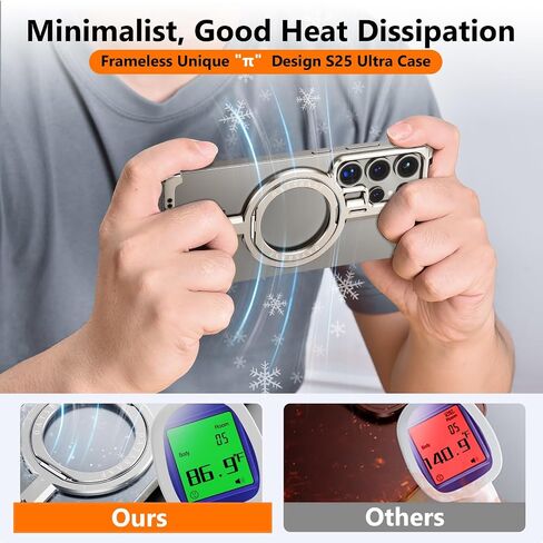 S25 Ultra Case Magnetic with Ring Kickstand, Slim Metal Frameless for Samsung Galaxy S25 Ultra Case for Magsafe, Cool Drop-Proof Protective S25Ultra Cover for Men Women 6.86 Inch, Sliver in Kuwait