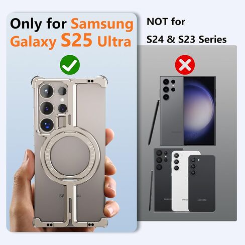 S25 Ultra Case Magnetic with Ring Kickstand, Slim Metal Frameless for Samsung Galaxy S25 Ultra Case for Magsafe, Cool Drop-Proof Protective S25Ultra Cover for Men Women 6.86 Inch, Sliver in Kuwait