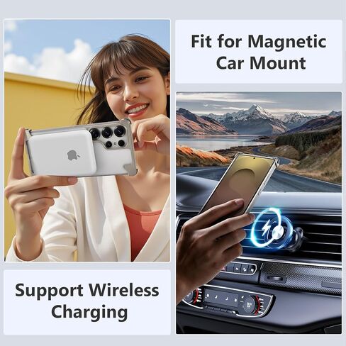 حافظة S25 Ultra مغناطيسية مع مسند حلقي، حافظة معدنية رفيعة بدون إطار لهاتف Samsung Galaxy S25 Ultra لـ Magsafe، غطاء S25Ultra واقٍ رائع مقاوم للسقوط للرجال والنساء 6.86 بوصة، فضي in Kuwait