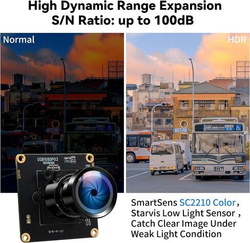 وحدة كاميرا Starvis USB 0.0001Lux فائقة الإضاءة H.264 HDR 1080P وحدة كاميرا ويب أمان مع توصيل وتشغيل عدسة بزاوية واسعة 110 درجة لنظام التشغيل Linux Windows Raspberry Pi in Saudi Arabia