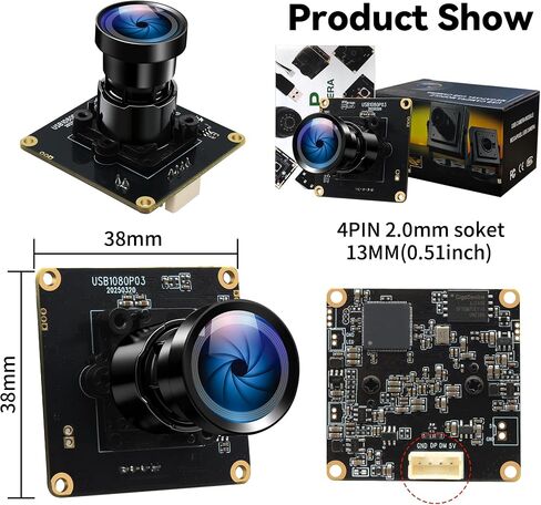 وحدة كاميرا Starvis USB 0.0001Lux فائقة الإضاءة H.264 HDR 1080P وحدة كاميرا ويب أمان مع توصيل وتشغيل عدسة بزاوية واسعة 110 درجة لنظام التشغيل Linux Windows Raspberry Pi in Saudi Arabia