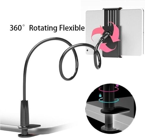 1PC Lengthen 360 Rotating Flexible Long Arms Mobile Phone Holder Desktop Bed Lazy Bracket for Phone Tablet (Black) in Saudi Arabia