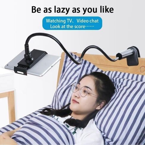 1PC Lengthen 360 Rotating Flexible Long Arms Mobile Phone Holder Desktop Bed Lazy Bracket for Phone Tablet (Black) in Saudi Arabia
