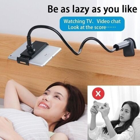 1PC Lengthen 360 Rotating Flexible Long Arms Mobile Phone Holder Desktop Bed Lazy Bracket for Phone Tablet (Black) in Saudi Arabia