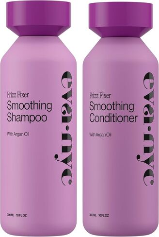 Eva NYC Anti-Frizz Shampoo and Conditioner Set with Argan Oil + Sunflower Seed Oil - Soft, Shiny, Nourished Hair - Frizzy, Medium to Thick Types - Sulfate-Free - Vanilla Scent - 10 fl oz (Pack of 2) in Saudi Arabia