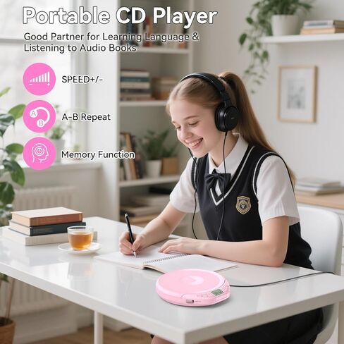 مشغل أقراص مضغوطة محمول للسيارة: Kegaudio مع سماعات أذن، شاشة LCD مضادة للتخطي، مشغل أقراص Disman شخصي للسيارة والرياضة، يدعم MP3 WMA PROG ووظيفة الذاكرة in Kuwait